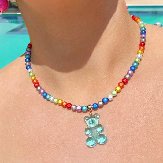 Magic Pearl Kette Magic Bear - blau