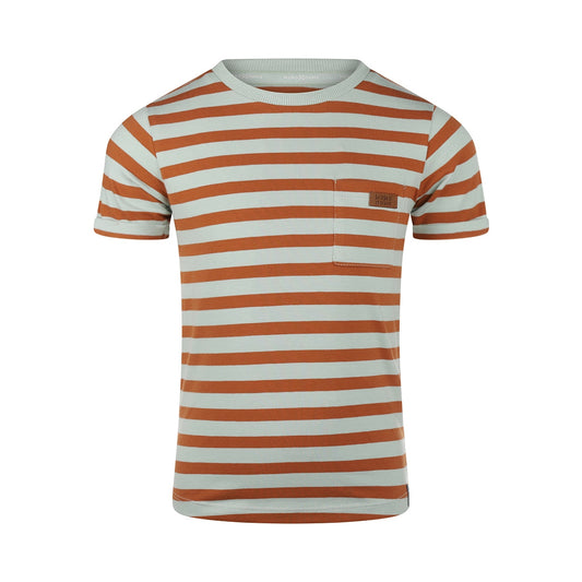 Koko Noko Jungen-T-Shirt mintgrün cognac gestreift