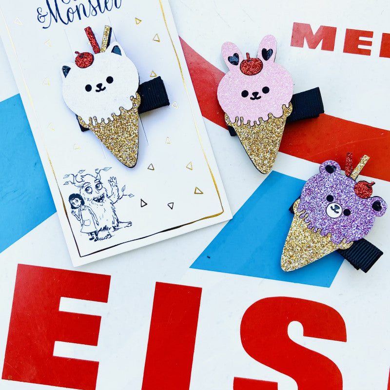 Ella & Monster Haarclip Funny Ice Cream lila
